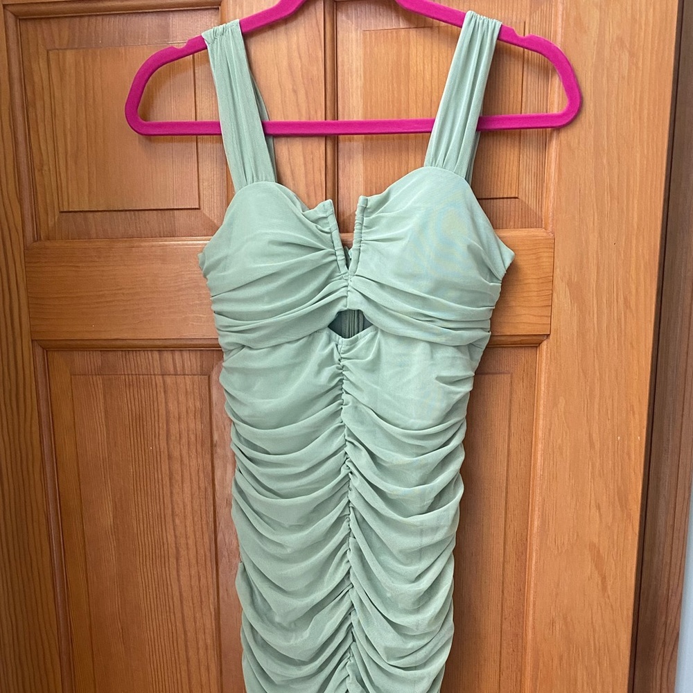 NEW Sage Green Ruched Dress, Size S